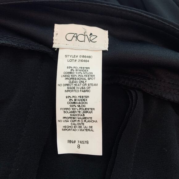 Vintage Cache Black Sequins Ruffled Spaghetti Straps Dress Size 8 Rhinestone - Picture 12 of 14